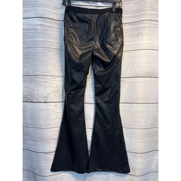 BLANK NYC Black Faux Leather Pull up Bell Bottom Flare Pants Size 27 - Picture 2 of 3